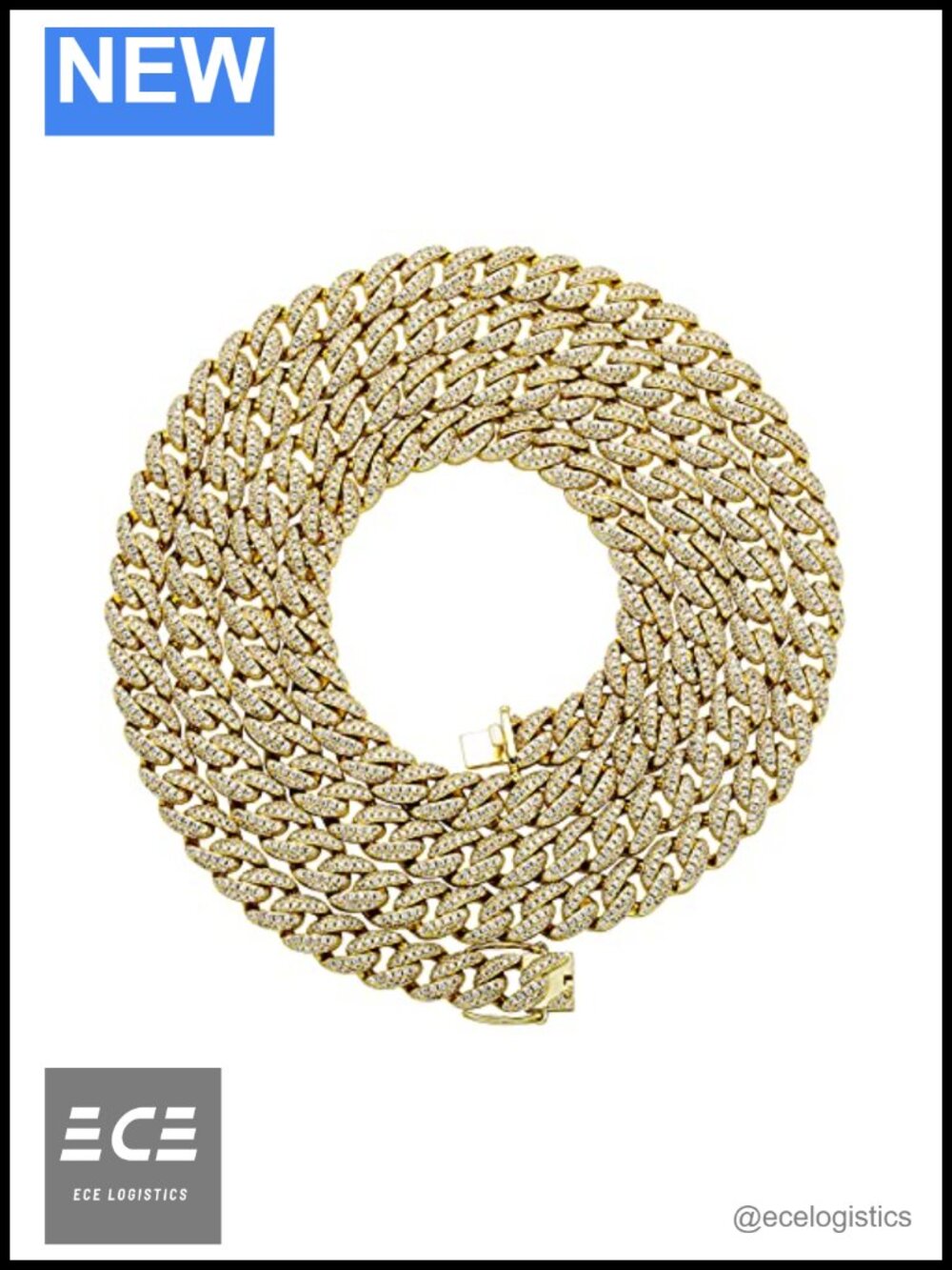 9mm Gold Plated Cuban Link Necklace 18" Iced Out Cubic Zirconia Chain